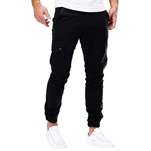 Subfamily Pantalones de Herramientas Deportivas Casuales Multibolsillos de Color Liso para Hombre Azul Marino Pure Color Pocket Overol Casual Pocket Sport Work Pantalones de Pantalón Casuales Negro M