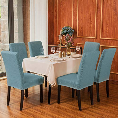 subrtex Funda Sillas Comedor Elasticas Fundas para Sillas Respaldo Alto Forros de Sillas de Comedor Universal (Pack de 2, Azul Claro)