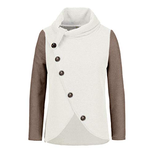 Suéter Elegante Cuello Alto para Mujer Jerséy Clásico Manga Larga para Otoño Invierno Mujeres Casual Suelto Sólido Manga Larga O-Cuello Camisetas Tops Blusa