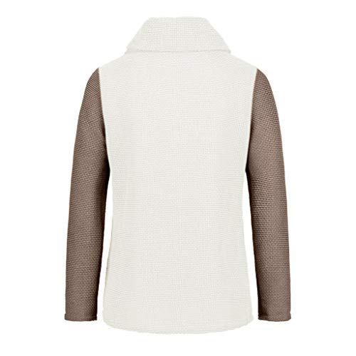 Suéter Elegante Cuello Alto para Mujer Jerséy Clásico Manga Larga para Otoño Invierno Mujeres Casual Suelto Sólido Manga Larga O-Cuello Camisetas Tops Blusa