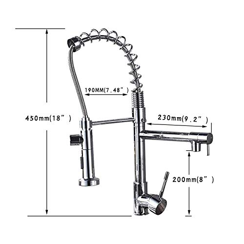 Sugu - Grifo de cocina con alcachofa extensible, cromado, monomando, 360 °, giratorio de una sola palanca, cabezal de pulverización ajustable, boquilla para primavera