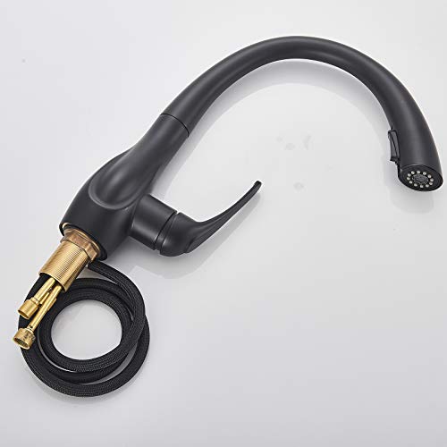 SUGU - Grifo de cocina extensible con alcachofa de ducha, grifo monomando para fregadero de cocina de alta presión, giratorio 360°