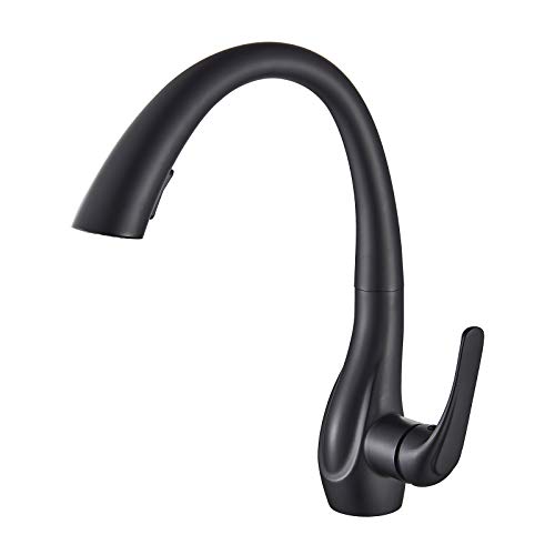 SUGU - Grifo de cocina extensible con alcachofa de ducha, grifo monomando para fregadero de cocina de alta presión, giratorio 360°