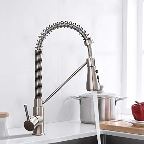 Suguword - Grifo de cocina de acero inoxidable, con alcachofa extensible, giratorio 360°, alta presión