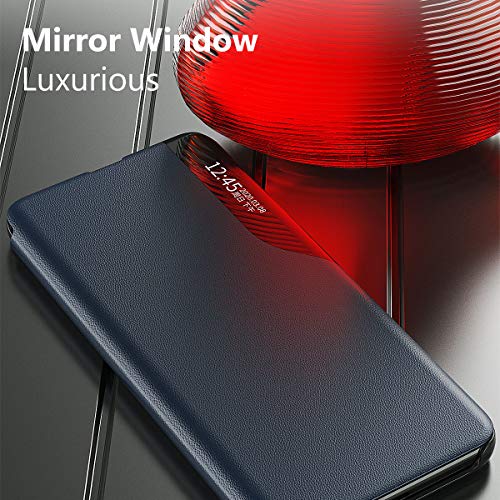 Suhctup Compatible con Samsung Galaxy S7 Edge Funda Smart View Flip Carcasa de Cuero PU+PC Ultrafina de Piel con Función de Soporte y Cierre Magnetico Caso Protección de 360° Case-Azul