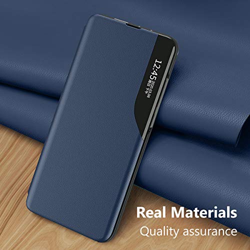 Suhctup Compatible con Samsung Galaxy S7 Edge Funda Smart View Flip Carcasa de Cuero PU+PC Ultrafina de Piel con Función de Soporte y Cierre Magnetico Caso Protección de 360° Case-Azul