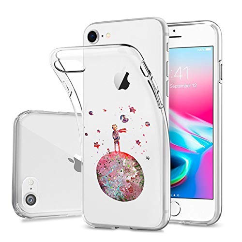 Suhctup Funda Compatible para iPhone 7/iPhone 8 Fundas, Transparente Dibujos Protección Carcasa Suave Silicona Gel TPU Bumper Ultra-Delgado Antigolpes Case Cover(Pequeño Príncipe)