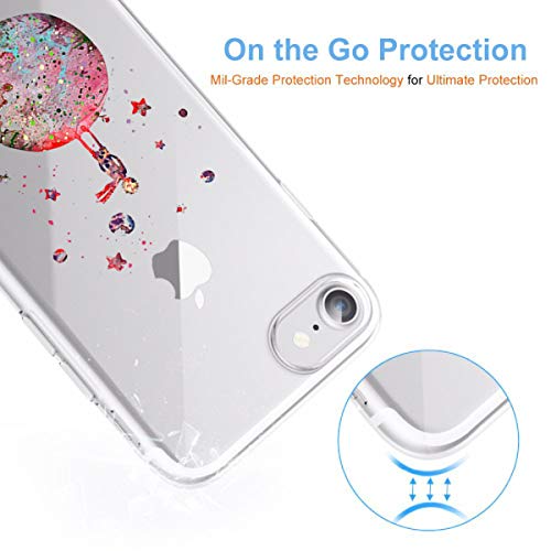 Suhctup Funda Compatible para iPhone 7/iPhone 8 Fundas, Transparente Dibujos Protección Carcasa Suave Silicona Gel TPU Bumper Ultra-Delgado Antigolpes Case Cover(Pequeño Príncipe)