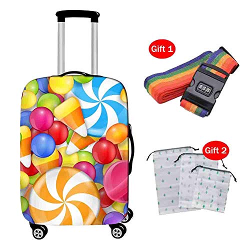 Suitcase Cover Funda Maleta Caramelo de impresión Maleta Trolley Funda Protectora Poliéster Amoniaco Engrosamiento Cubierta a Prueba de Polvo a Prueba de Golpes,1,S