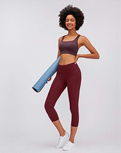 Sujetadores Deportivos para Mujer Correr Gym Top Mujer Correas Anchas Suaves como la Mantequilla Push Up Workout Athletic Yoga Bras-Castaño_6-S