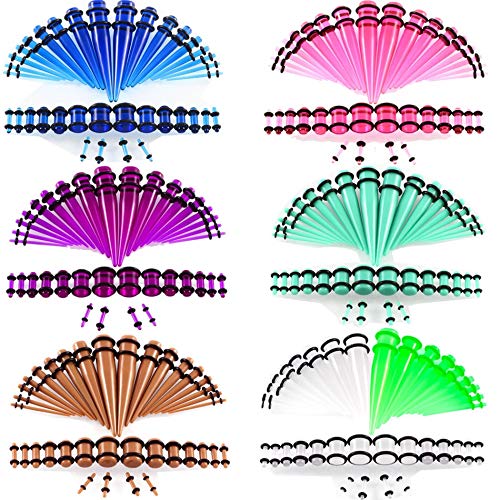 Sumferkyh Piercing Corporal 36PCS Ear Gauge Stretching Kit Tapas y Tapones de acrílico Set Eyelet 14G-00G Extensión (Color : Chocolate)