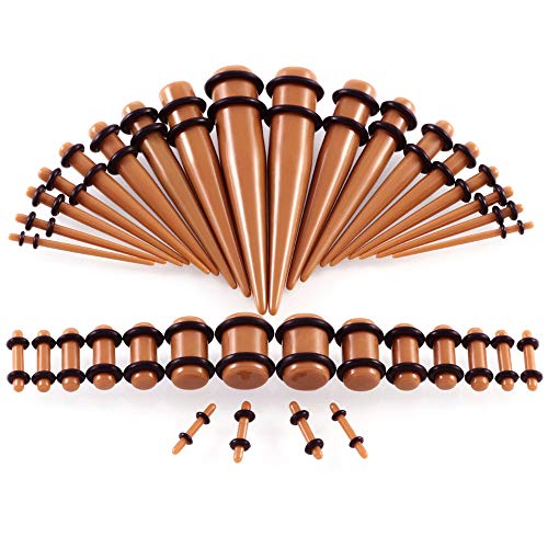 Sumferkyh Piercing Corporal 36PCS Ear Gauge Stretching Kit Tapas y Tapones de acrílico Set Eyelet 14G-00G Extensión (Color : Chocolate)