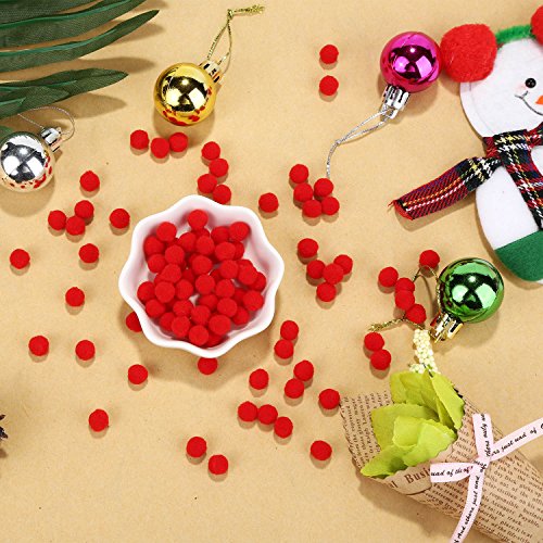 Sumind 250 Piezas de Mini Pompones Pequeños Mullidos para Decoración Artes Artesanía Manualidades, Rojo (8 mm)