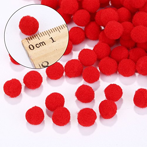 Sumind 250 Piezas de Mini Pompones Pequeños Mullidos para Decoración Artes Artesanía Manualidades, Rojo (8 mm)