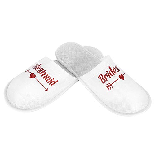 Suministros de Boda Luna de Miel 5 Pares Patrón de Letras de Dama de Honor Zapatillas de Dama de Honor Zapatos de Boda Zapatillas de Fiesta Damas de Honor Desechables Regalos de Fiesta de