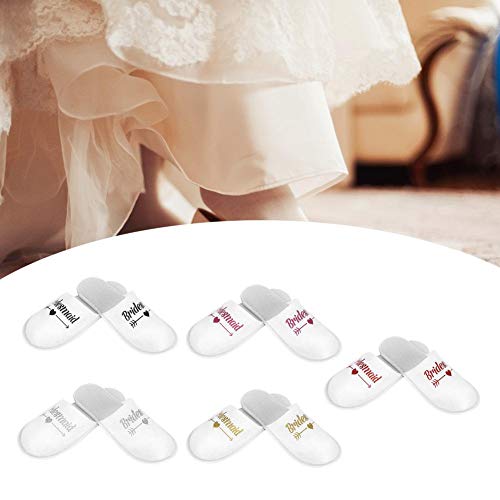 Suministros de Boda Luna de Miel 5 Pares Patrón de Letras de Dama de Honor Zapatillas de Dama de Honor Zapatos de Boda Zapatillas de Fiesta Damas de Honor Desechables Regalos de Fiesta de