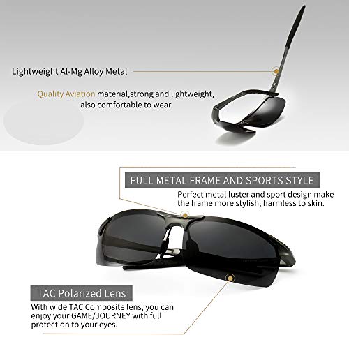 SUNGAIT Clásico Gafas de sol Hombre Polarizadas Retro Unisex 400 UV Gunmetal/gris 8177