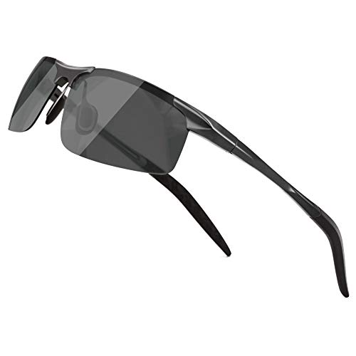 SUNGAIT Clásico Gafas de sol Hombre Polarizadas Retro Unisex 400 UV Gunmetal/gris 8177