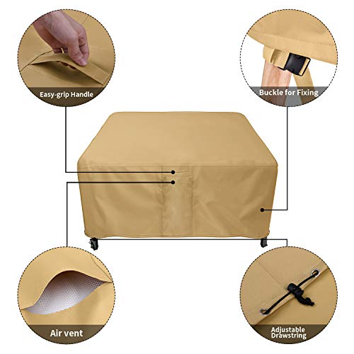 Sunkorto Fundas para Brasero Barbacoa Hoguera Pozo de Fuego Calentador Exterior Cubierta Protectora para Mesas Muebles Jardín Patio Terraza Impermeable contra Viento Sol Nieve, 600D Cuadrado 92x92CM