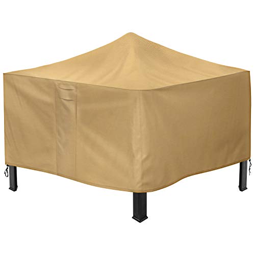 Sunkorto Fundas para Brasero Barbacoa Hoguera Pozo de Fuego Calentador Exterior Cubierta Protectora para Mesas Muebles Jardín Patio Terraza Impermeable contra Viento Sol Nieve, 600D Cuadrado 92x92CM