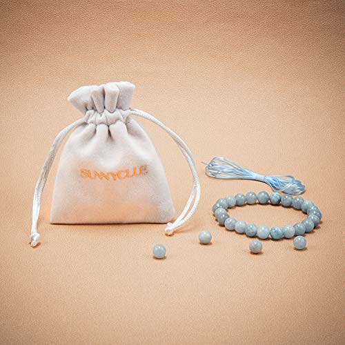 SUNNYCLUE Natural genuino gemas océano azul aguamarina pulsera elástico 8 mm Ronda Perlas de aproximadamente 7 "unisex