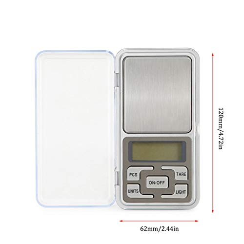 Sunnyflowk Balanzas electrónicas para el hogar Báscula de joyería de Alta precisión Mini Bolsillo Llamado balanza de Palma portátil 0.01G (Plata (versión en inglés) (200g / 0.01g))