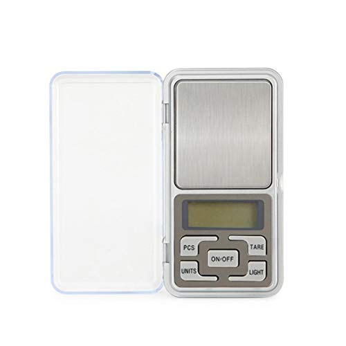 Sunnyflowk Balanzas electrónicas para el hogar Báscula de joyería de Alta precisión Mini Bolsillo Llamado balanza de Palma portátil 0.01G (Plata (versión en inglés) (200g / 0.01g))