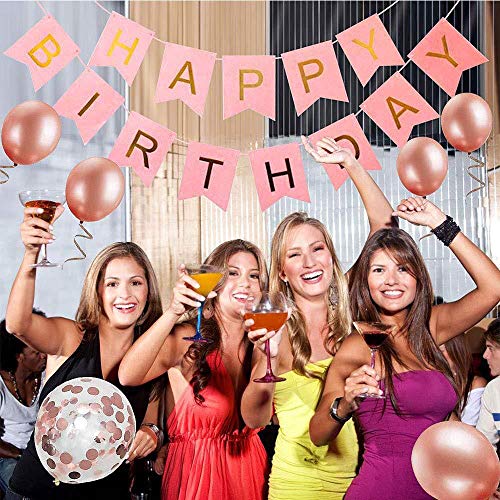 SUNPAT Decoraciones de Cumpleaños Número 40 Banner Globo Decoraciones de Cumpleaños Número 40 Artículos de Fiesta Regalos Para Mujeres Globos Número 40 de Oro Rosa, Globos de Confeti de Oro Rosa