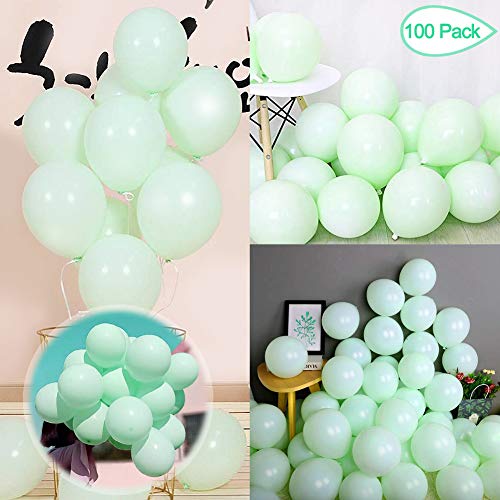 Sunshine smile Pastel Globos,Macaron Latex Balloon,Globos de Cumpleaños,Globos de Helio,Globos Boda,para Cumpleaños Decoración Fiesta Aniversario Baby Shower Comunión (Verde 100 Piezas)