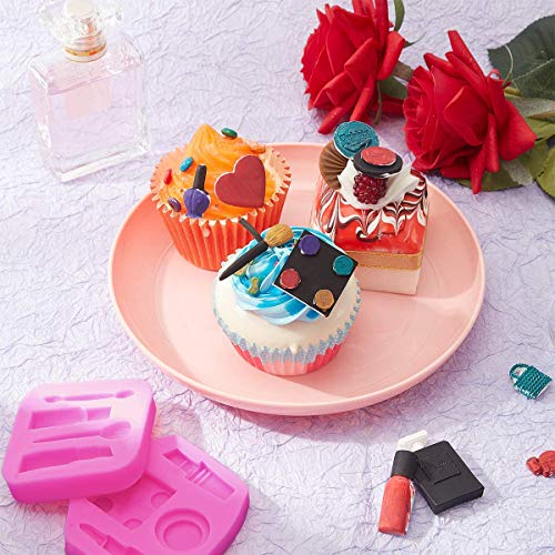 SUNSK Moldes de Pastel de Silicona Fondant 3D Herramientas de Maquillaje Molde para Hornear Tartas Caramelos Chocolate Jabón Moldes 4 Piezas