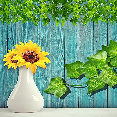 SunTop Plantas Artificial Decoración Hojas, Hiedra Artificial, 2.1 m -12 Pack Garland Plants Hanging Wedding Garland Fake Follaje Flores Inicio Cocina Jardín Oficina Decoración