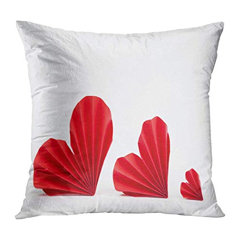 Suo Long Funda de Almohada de Tiro Tres Corazones de Amor de Origami Rojos aislados sobre Fondo Blanco Sofá casero de Vida Funda de cojín Decorativo