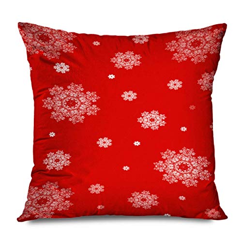 Suo Long Funda de cojín Copos de Nieve de Navidad Estructura roja Copo de Nieve Invierno Texturas de Cristal Escama Días Festivos Forma de Hielo Funda de Almohada de Nieve