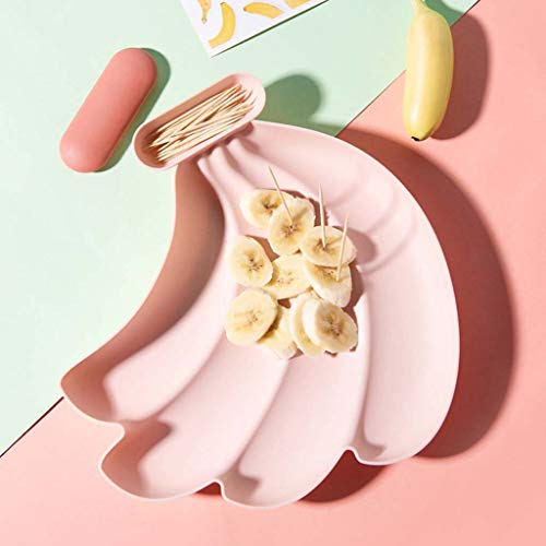 suoryisrty Platos de Aperitivos creativos con Forma de plátano Nueces Compartimento de Frutas Tazón Caja de Dulces - Blanco