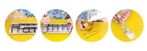 SUP Cubitera para Hielo Metálica 100% Acero Inoxidable Sin BPA ni Productos Tóxicos, Reutilizable y Ecológica | Bandeja de Hielos Tradicional de 18 Hielos con Palanca para el Congelador