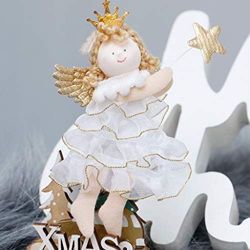 Supefriendly Ángel Adorno de muñeca, muñeca Linda ángel de la Estrella de Navidad del Corazón Colgante de la Navidad del Ornamento decoración del hogar
