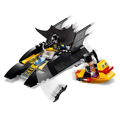 Super Heroes DC C Batman 4+ Caza del Pingüino en la Batlancha Barco de Juguete para Niños, multicolor (Lego ES 76158)