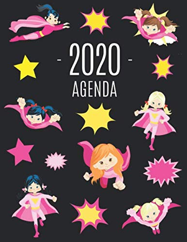 Super-Héroïne Fille Agenda 2020: Agenda avec Espaces pour Notes | Pour l’Organisation à la Maison ou au Bureau