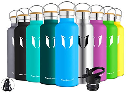 Super Sparrow Botella de Agua aislada al vacío de Acero Inoxidable, diseño de Pared Doble, Boca estándar - 500ml - Eco Friendly & BPA Gratis - para Correr, Gimnasio, Yoga, Ciclismo
