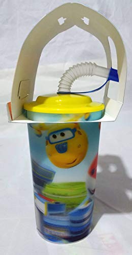 Super Wings - Vaso lenticular efecto 3D con pajita