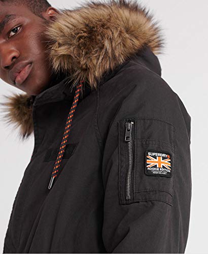 Superdry Hombre Parka de Aviador Mountain Rookie Negro Horno XS