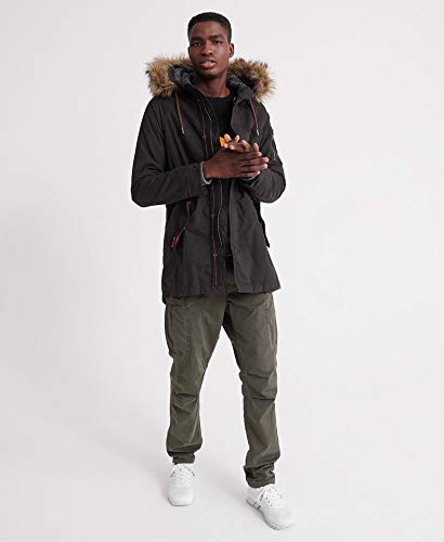 Superdry Hombre Parka de Aviador Mountain Rookie Negro Horno XS