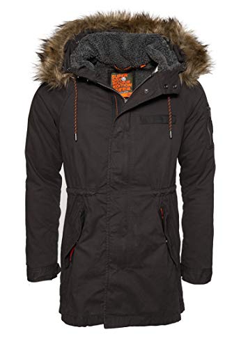 Superdry Hombre Parka de Aviador Mountain Rookie Negro Horno XS