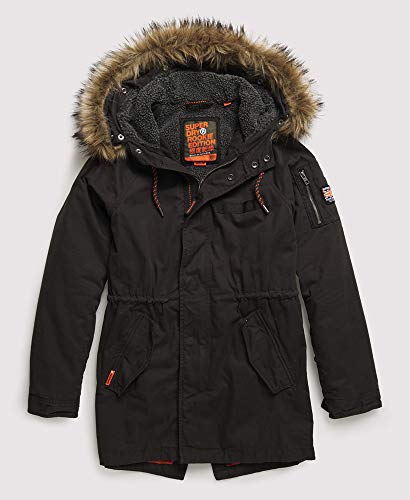 Superdry Hombre Parka de Aviador Mountain Rookie Negro Horno XS