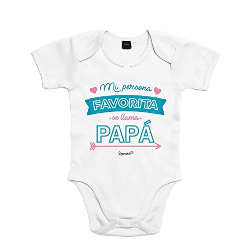 SUPERMOLON Body bebé algodón Mi persona favorita se llama Papá 3 meses Blanco Manga corta