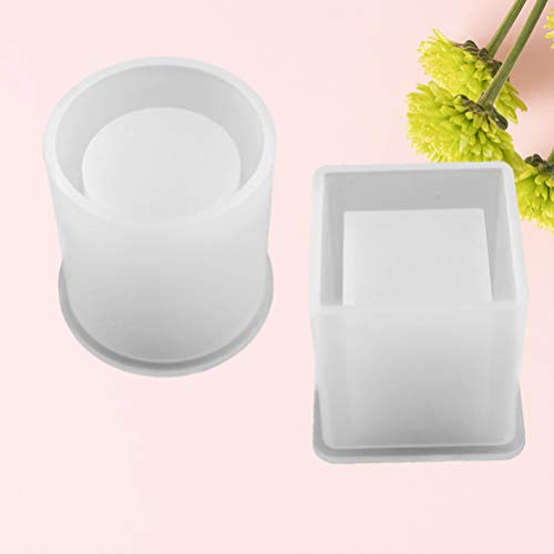 SUPVOX 2pcs moldes de resina de silicona cubo reutilizable y cilindro diy haciendo artesanía