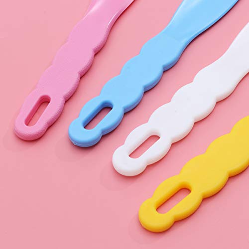 Supvox - Espátula de plástico para cosméticos dentales (4 unidades, 19,5 cm, resistente al calor), color azul, amarillo, rosa y blanco