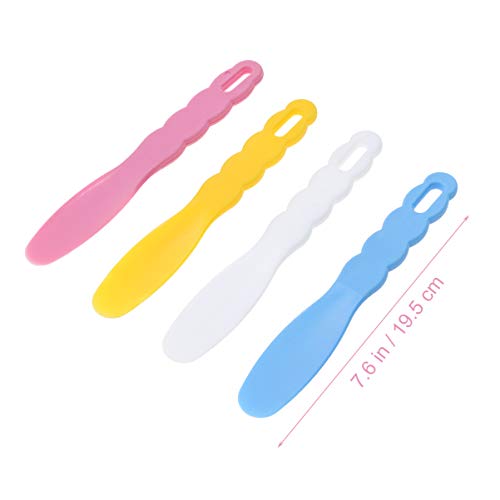 Supvox - Espátula de plástico para cosméticos dentales (4 unidades, 19,5 cm, resistente al calor), color azul, amarillo, rosa y blanco