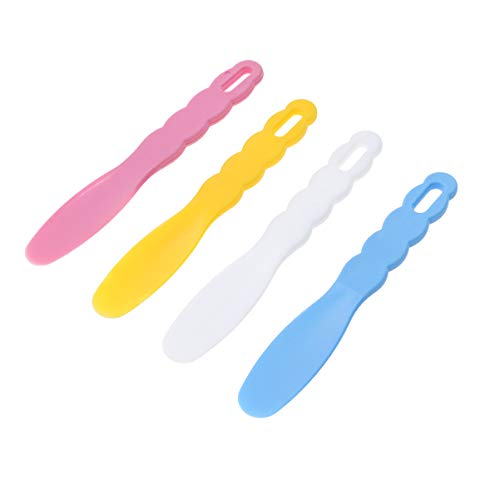 Supvox - Espátula de plástico para cosméticos dentales (4 unidades, 19,5 cm, resistente al calor), color azul, amarillo, rosa y blanco