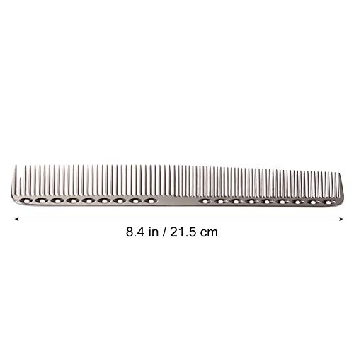 SUPVOX Peine de Acero Inoxidable Peine de Cabello Peluquería Peine de Acero Corte de Cabello Peine metálico con Bolsa de Almacenamiento de Cuero (Negro, Tamaño L)